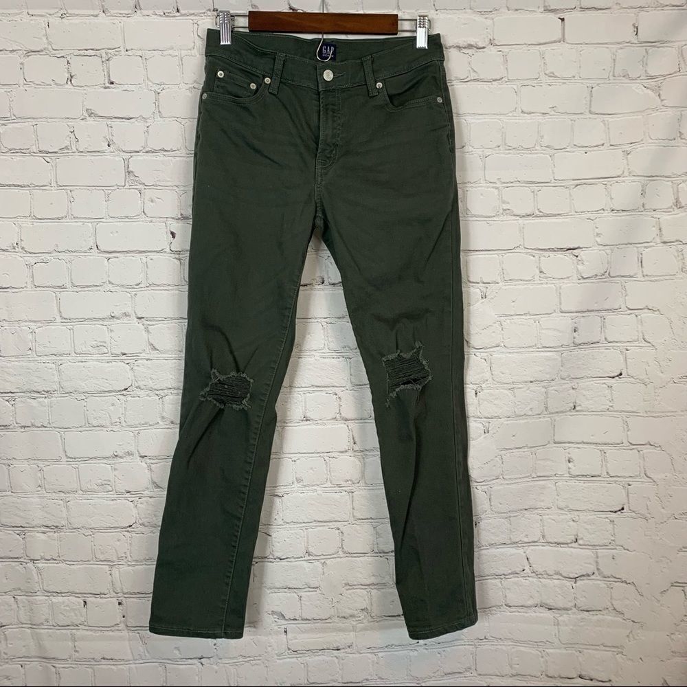 Gap Douglas Fir Branch Green Distressed Jeans size 25